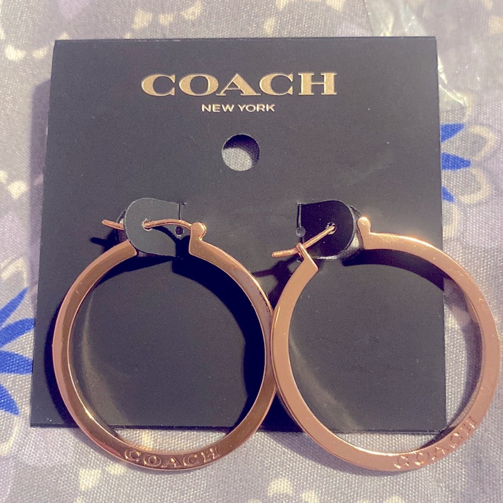 Nwt coach rose gold earring hoops